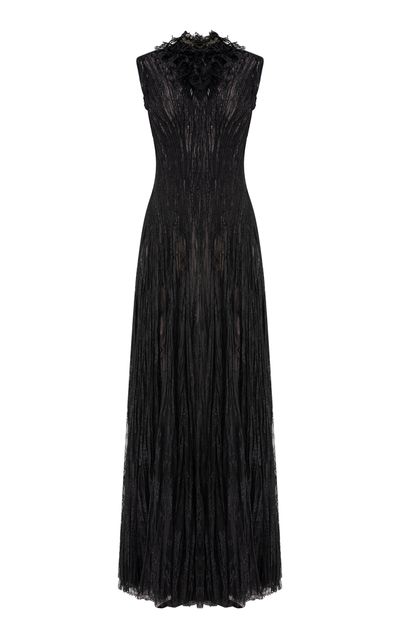 Marmar Halim Marmar Halim HighNeck Embroidered Lace Maxi Dress