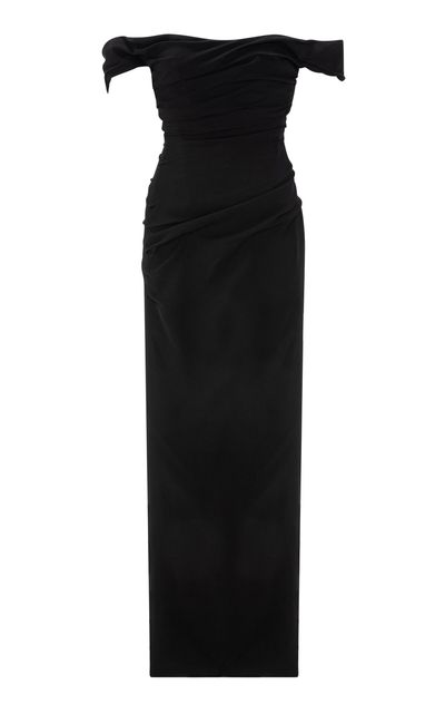 Marmar Halim Marmar Halim OffTheShoulder Draped Crepe Maxi Dress