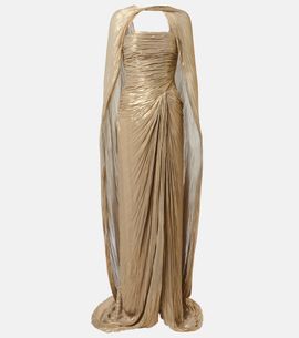 Marmar Halim Marmar Halim Pleated caped bustier gown