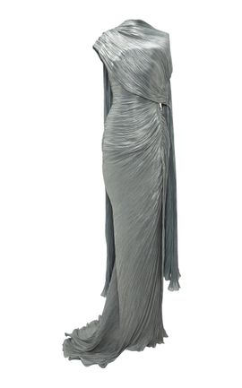 Marmar Halim Marmar Halim Pleated Silk Cape Maxi Dress