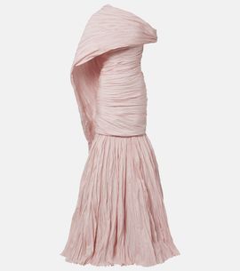 Marmar Halim Marmar Halim Pleated taffeta bustier gown and cape set