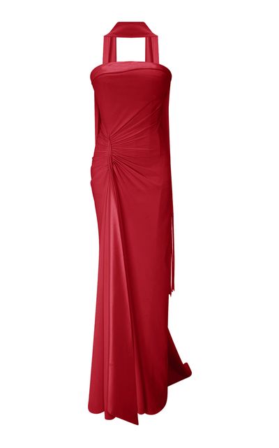 Marmar Halim Marmar Halim Strapless Crepe Maxi Dress With Scarf