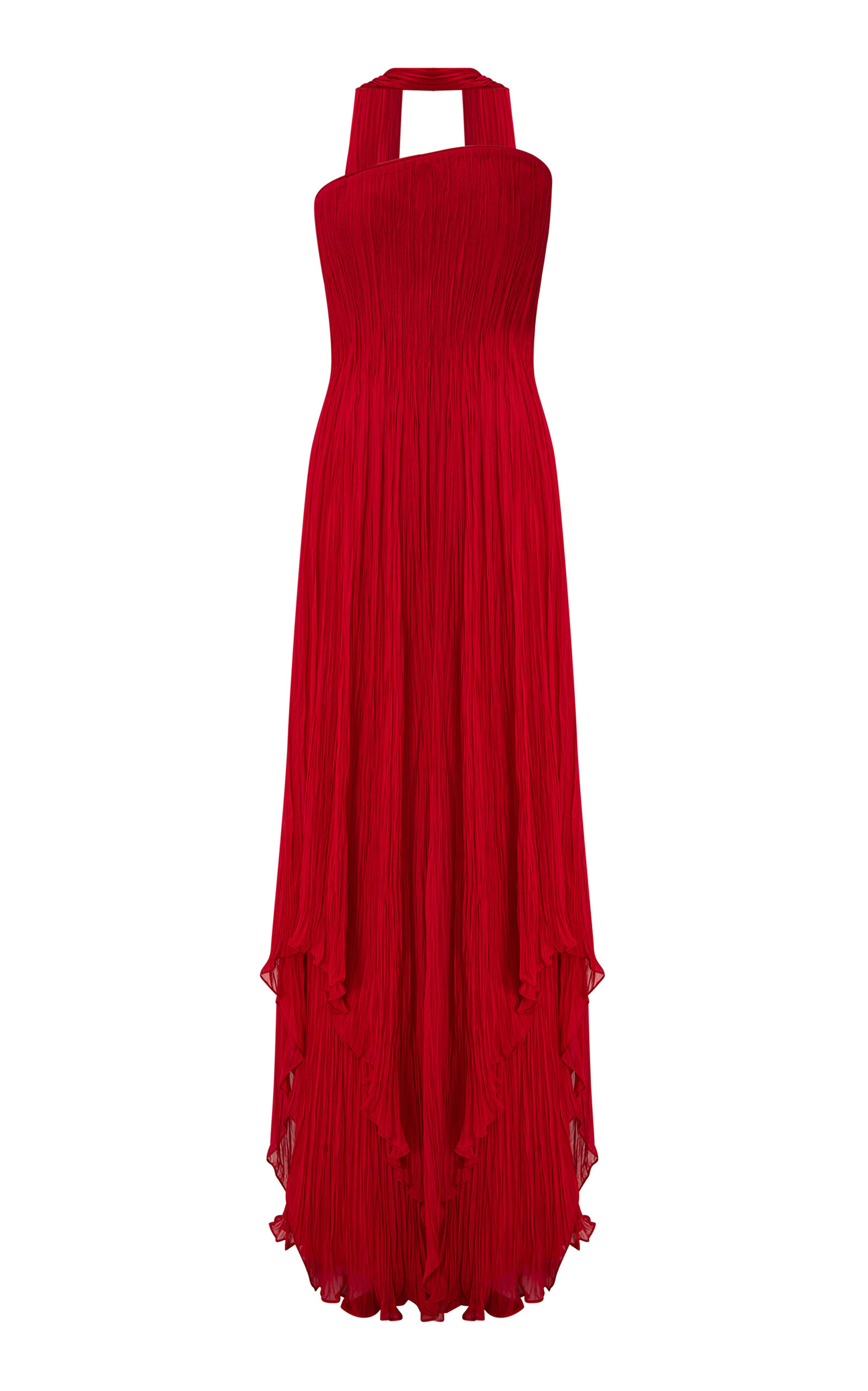Marmar Halim Marmar Halim Strapless Pleated Chiffon Gown With Scarf