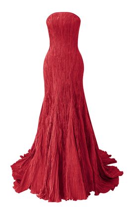 Marmar Halim Marmar Halim Strapless Pleated Taffeta Mermaid Dress