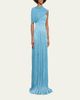 MARMAR HALIM Roseya Pleated Satin Draped Cape Gown - 4
