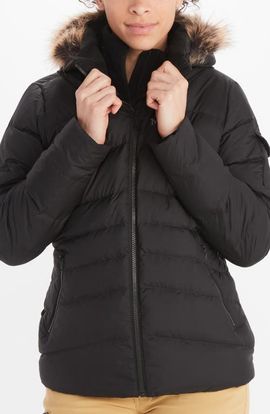 Marmot Marmot Ithaca 700 Fill Power Down Hooded Jacket with Faux Fur Trim