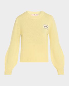 Marni Balloon-Sleeve Cashmere Crewneck Sweater