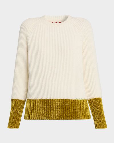 Marni Colorblock Fisherman Rib Crewneck Sweater