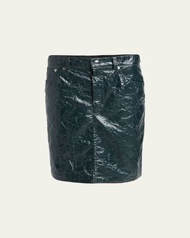 Marni Crinkled Faux-Leather Knee-Length Skirt