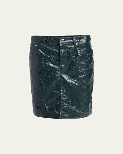 Marni Crinkled Faux-Leather Knee-Length Skirt