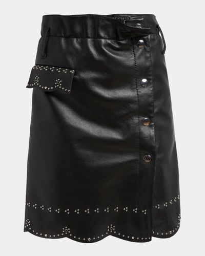 Marni Embellished Leather Button-Front Mini Skirt