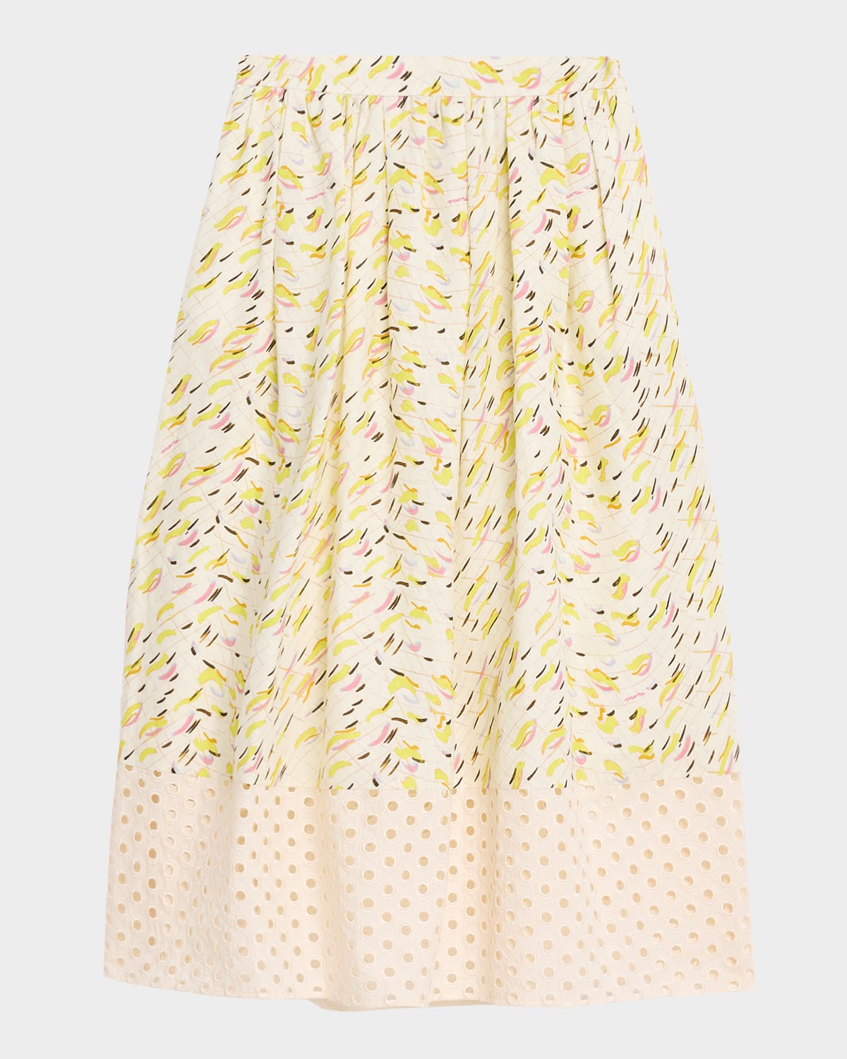 Marni Flared Woven Linen Midi Skirt