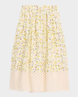 Marni Flared Woven Linen Midi Skirt