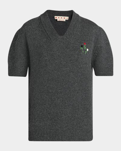 Marni Floral Embroidered Wool-Cashmere Sweater
