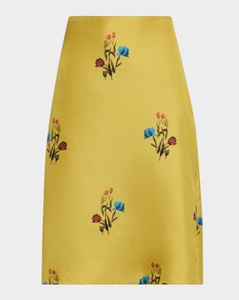 Marni Floral Silk A-Line Skirt