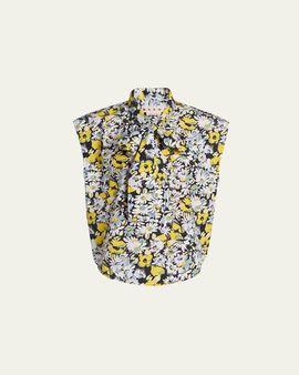 Marni Floral Tie-Neck Blouse
