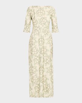 Marni Floral Viscose 3/4 Sleeve Maxi Dress
