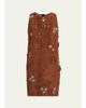 Marni Flower Grommet Suede Sleeveless Mini Dress - 1
