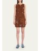 Marni Flower Grommet Suede Sleeveless Mini Dress - 2