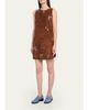 Marni Flower Grommet Suede Sleeveless Mini Dress - 4