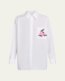 Marni Flower Patch Oversized Button-Down Shirt