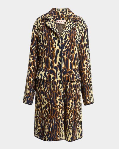 Marni Leopard Knit Wool-Cashmere Single-Breasted Coat