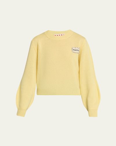 Marni Logo Patch Cashmere Crewneck Sweater