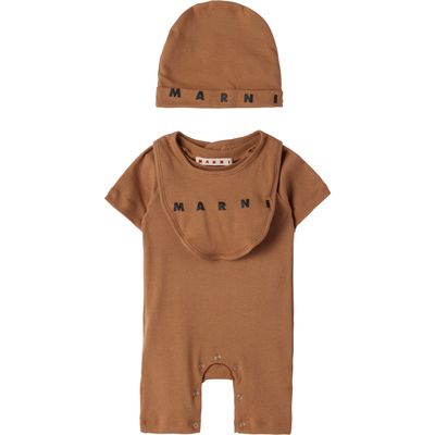 Marni Marni Baby Brown Cotton Bodysuit Set