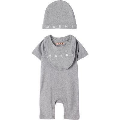 Marni Marni Baby Gray Cotton Bodysuit Set