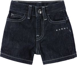 Marni Marni Baby Navy Embroidered-Logo Denim Shorts