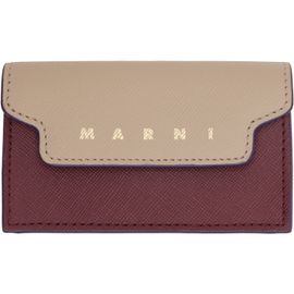 Marni Marni Beige & Burgundy Saffiano Card Holder