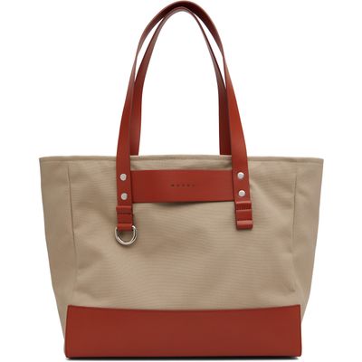 Marni Marni Beige & Orange Canvas Tote