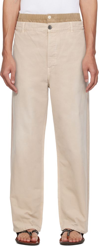 Marni Marni Beige Layered Waistband Trousers