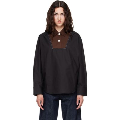 Marni Marni Black Contrast Bib Insert Poplin Shirt