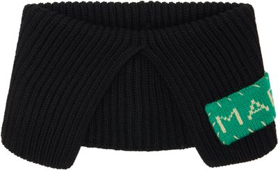 Marni Marni Black Fisherman Rib Wool Pullover Scarf