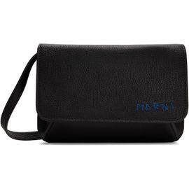 Marni Marni Black Leather 'Marni Mending Embroidery' Pouch