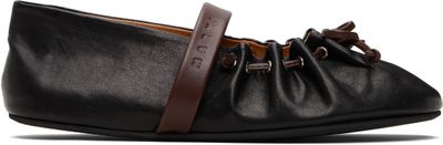 Marni Marni Black Leather Mary Jane Soft Ballerina Flats