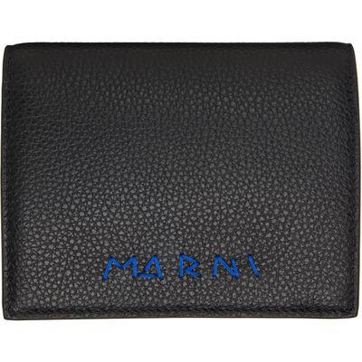 Marni Marni Black 'Marni Mending' Leather Bifold Wallet