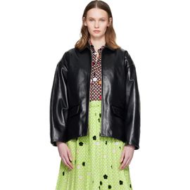 Marni Marni Black Pointed Collar Leather Jacket