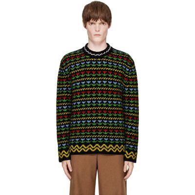 Marni Marni Black Shetland Wool Fairisle Motif Sweater