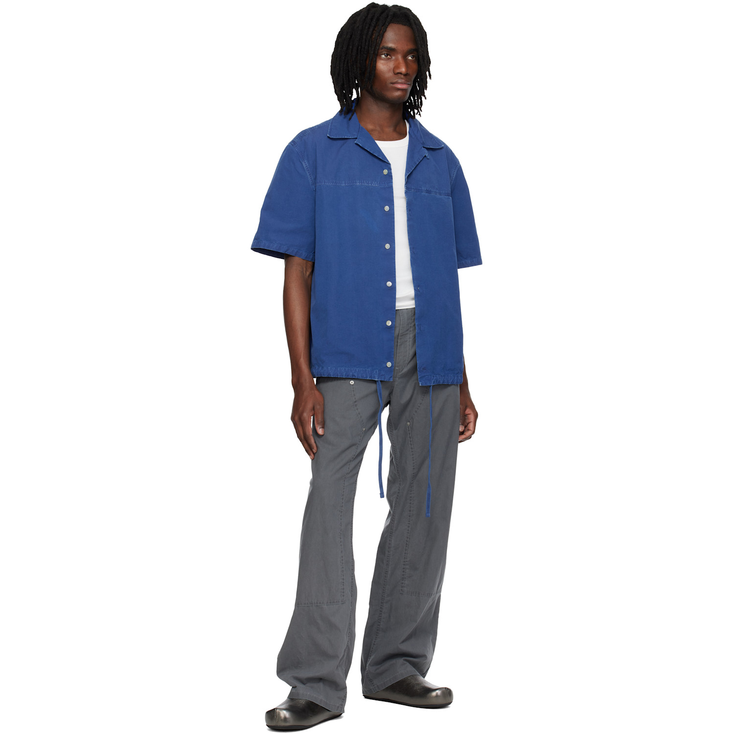 Marni - Blue Drawstring Hem Cotton Shirt