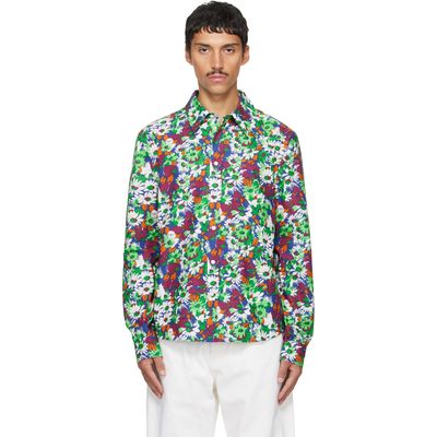 Marni Marni Blue Pop Flowers Print Shirt