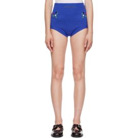 Marni Marni Blue Wool-Cashmere Flower Embroidery Brief Shorts