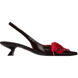 Marni Marni Brown & Red Leather Lace-Up Slingback Heels