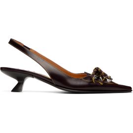 Marni Marni Brown Leather Lace-Up Slingback Heels