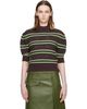 Marni Marni Brown Short Sleeve Striped Crewneck Sweater - 1