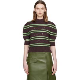 Marni Marni Brown Short Sleeve Striped Crewneck Sweater