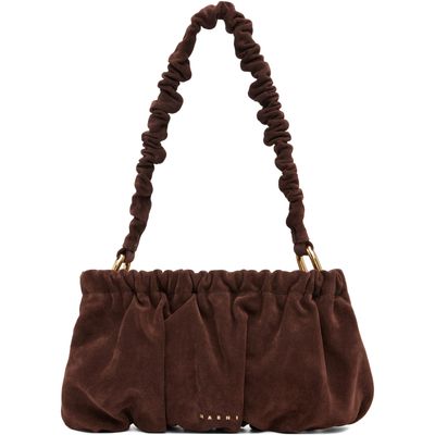 Marni Marni Brown Suede Ruffles Clutch Bag