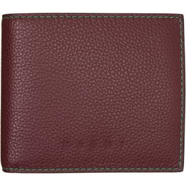 Marni Marni Burgundy Contrast Stitching Leather Bifold Wallet
