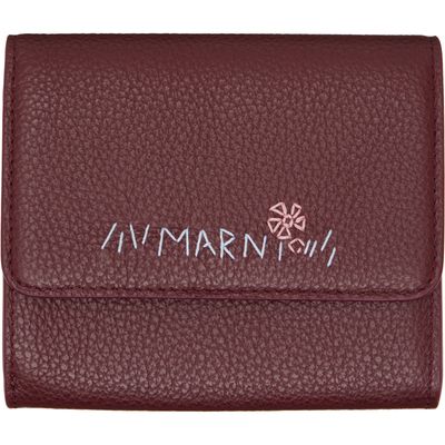Marni Marni Burgundy 'Marni Mending' Leather Flap Card Holder